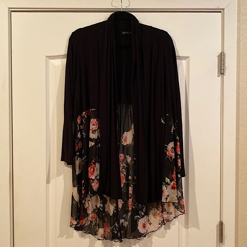 Sheer Floral Hi Lo Over piece 1x